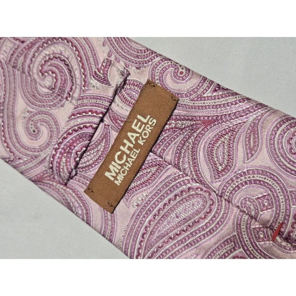 Michael Kors Pink Paisley Neck Tie 100% Silk 4